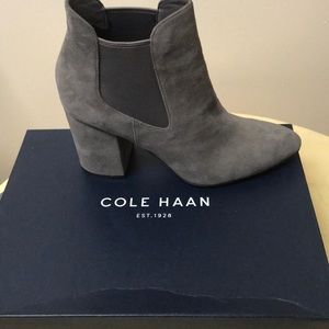 Grey suede booties